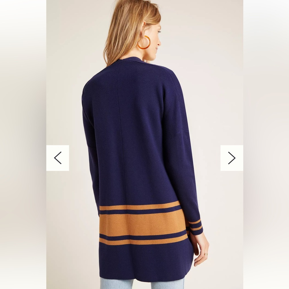 Anthropologie NVLT Pippa Cardigan in Navy Blue and Tan Size XS - Picture 2 of 13